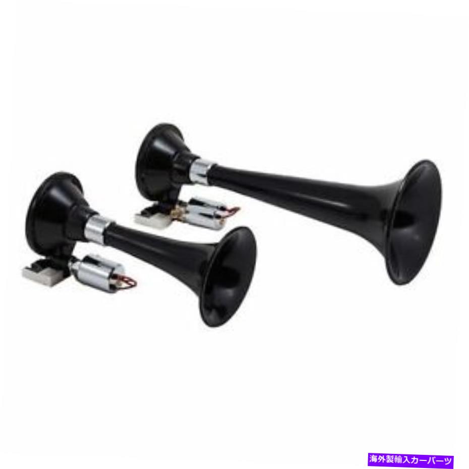 Train Horn Kleinnエアホーンモデル220デュアル電車ホーンブラックのw /デュアル渦4つの電磁弁 Kleinn Air Horn Model 220 Dual Train Horn Black w/ dual Vortex 4 solenoid valves 【並行輸入品】