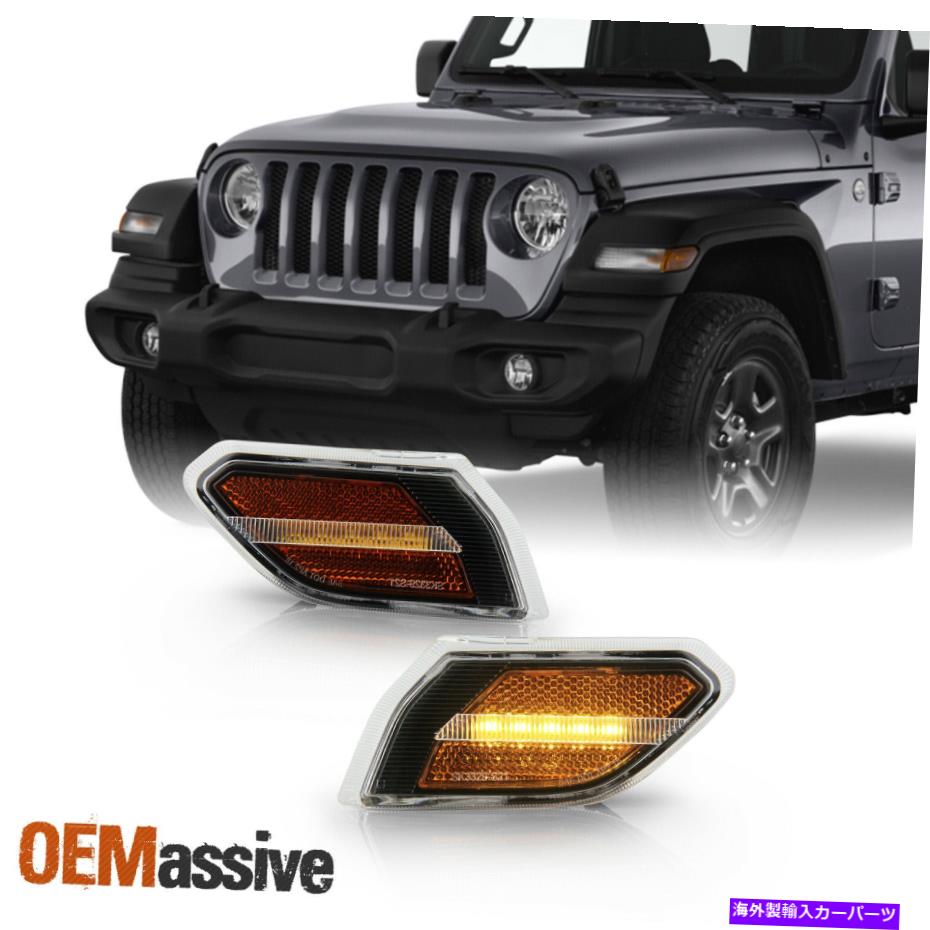 Side Marker 2018-2021 JEEPラングラー20-21グラディエーターフロントLEDブラックサイドマーカー信号用 For 2018-2021 JEEP Wrangler 20-21 Gladiator Front LED Black Side Marker Signal 【並行輸入品】|カスタムパーツ WORLD倉庫
