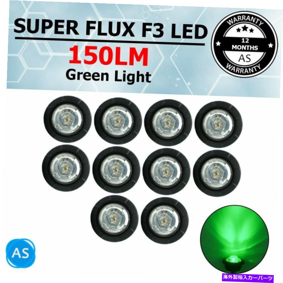 Side Marker 10Xのグリーンサイドマーカー＆クリアランスライトクリアレンズトラックトレーラー車シングルLED 10X Green Side Marker & Clearance Light Clear Lens Trailer Truck Car Single LED 【並行輸入品】
