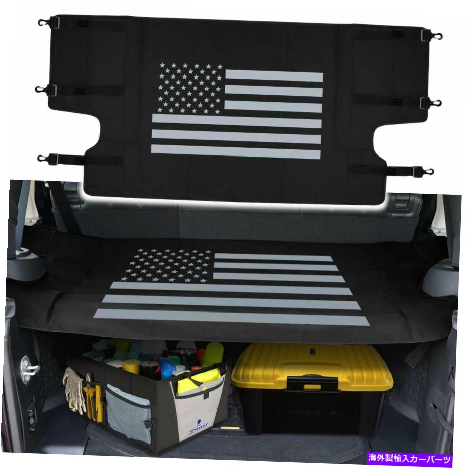Cover Rear Trunk ジープラングラーのための米国旗を持つ貨物シールドカバーパッドリアトランクプロテクターシェード Cargo Cover Shield Pad Rear Trunk Protector Shade with US Flag for Jeep Wrangler 【並行輸入品】