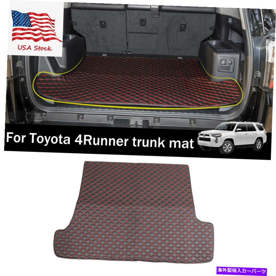 Cover Rear Trunk トヨタ4ランナー2017から19 Mのためのレッドリアカーゴライナーの革のトランクフロアマットカバー Red Rear Cargo Liner Leather Trunk Floor Mat Cover for Toyota 4runner 2017-19 M 【並行輸入品】