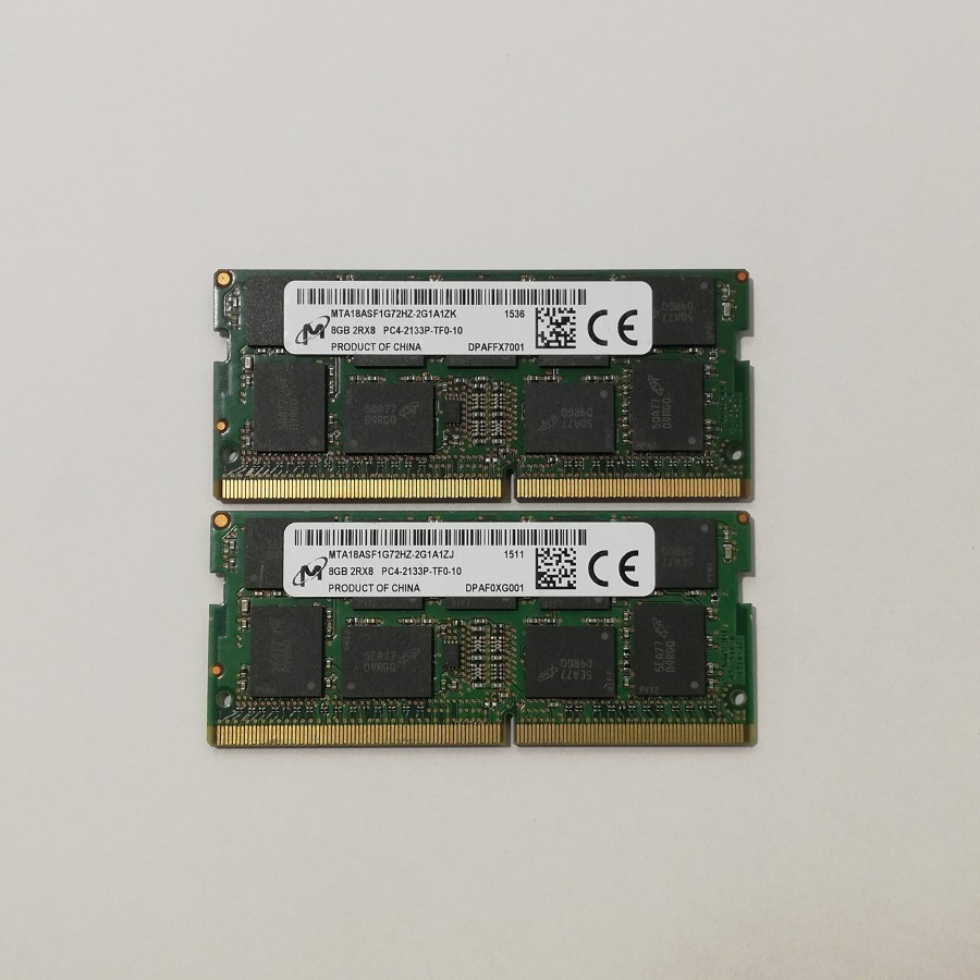 【中古】Micron マイクロン　ECC 対応のノートパソコン / NAS / 小型サーバー / エンベデッド機器 向けメモリー PC4-2133P-TF0-10 8GB×2枚 (計16GB) 動作品