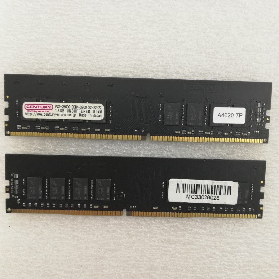 【中古】CENTURY デスクトップパソコン用メモリー DDR4-3200 PC4-25600 16GB 2枚セット 計32GB 動作品 互換増設メモリー