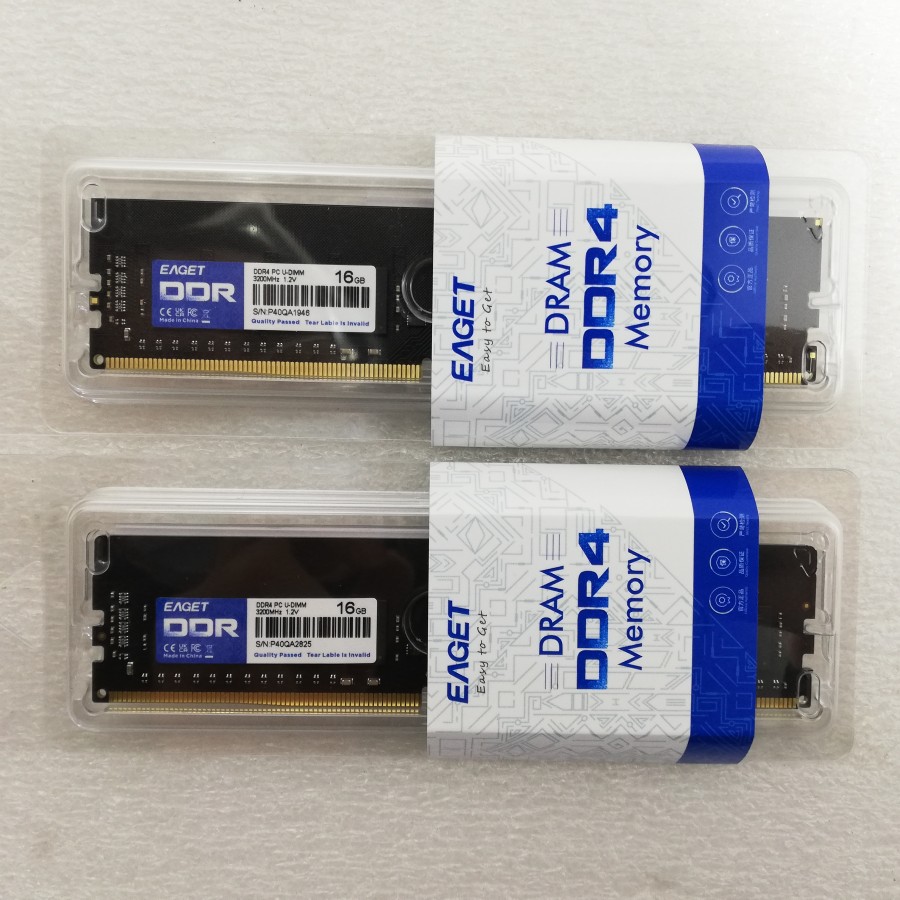 【新品】EAGET 事務机いの一番マイコン用記憶装置  DDR4-3200 パソコン4-25600 16GB  2枚仕掛ける 計32GB 動くこと品 取り替えっこ増設記憶装置