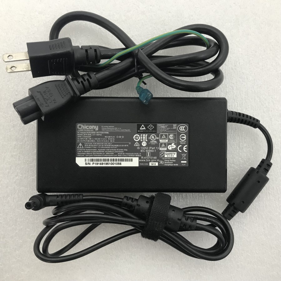 【中古動作品】純正 CHICONY AC ADAPTER 19.5V~9.23A 180W　A17-180P4A 外径約5.5mm、内径約2.5mm