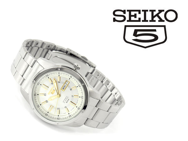 日本製逆輸入 Seiko5 セイコー5 機械式自動巻き メンズ 腕時計 シルバー ゴールドダイアル ステンレスベルト Snkn11j1 当店でのサイズ 調整不可 Crunchusers Com