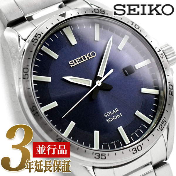 楽天市場 逆輸入 Seiko Solar セイコー ソーラー メンズ 腕時計 ダークネイビーダイアル ステンレスベルト Sne4p1 セイコー時計専門店 スリーエス