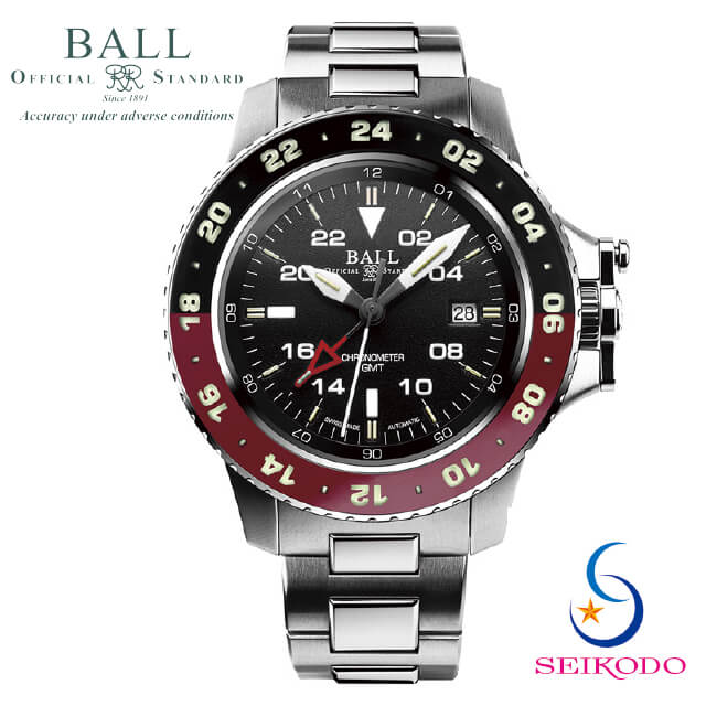 【最大60回無金利ローン可能！】 ボールウォッチ BALL WATCH エンジニア ハイドロカーボン Engineer Hydrocarbon エアロGMTII AERO DG2018C-S3CJ-BK ブラック文字盤 メンズ 自動巻き 機械式 腕時計 正規品