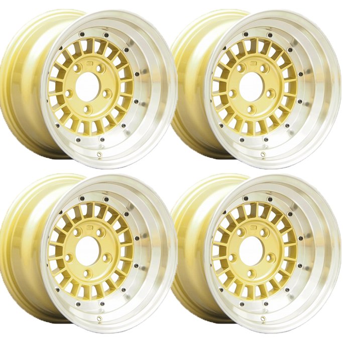 【ポイント10倍】復刻版 フォーカス レーシングスポーク 4本セット 14インチ 9.0J -25 1490 114-5H ゴールド 旧車 軽自動車 ツライチ 深リム 軽トラ FOCUS-25490LGSET4|SAS