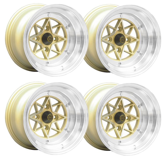 【ポイント10倍】復刻版 スターシャーク STAR SHARK 4本セット 14インチ 9.0J -26 1490 114-4H ゴールド 旧車 軽自動車 ツライチ 深リム 軽トラ STAR-26490KGSET4|SAS