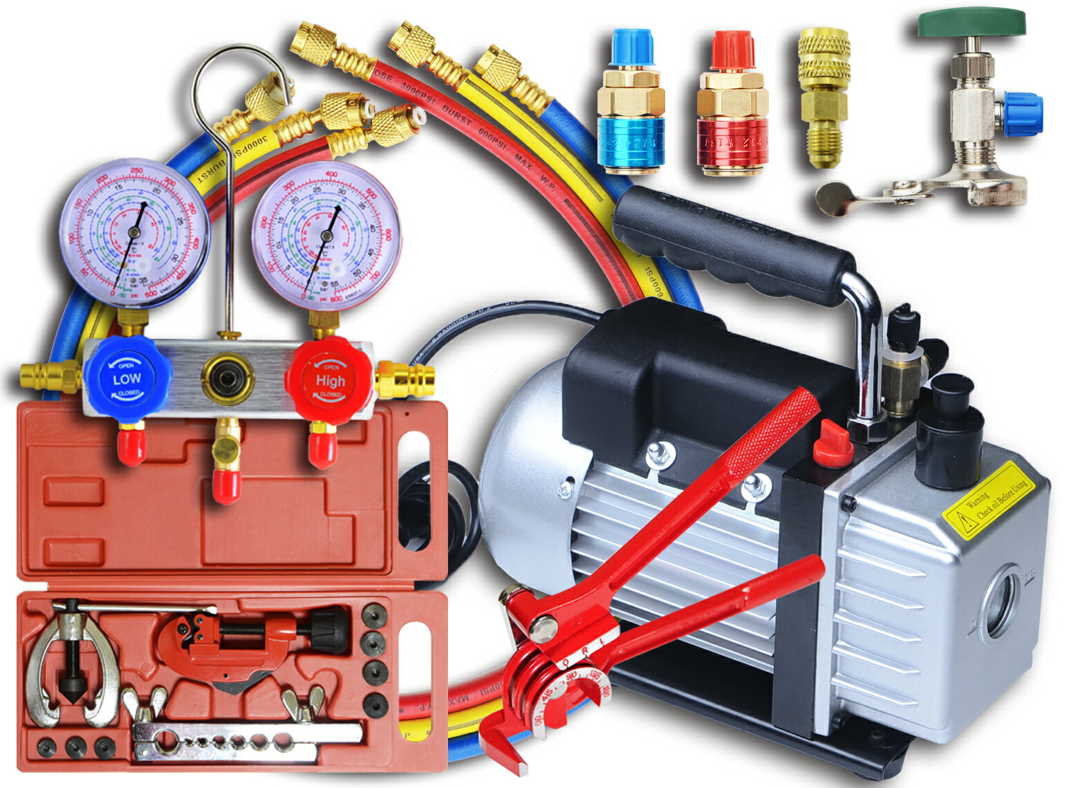 50セット限定 空調工具 カーエアコン ポイント10倍 マニホールドゲージ 電動真空ポンプ フレアリングツール Diy 工具 パイプベンダー R134a R32 R410a R404a エアコンガスチャージ エアコンガスチャージャー カーエアコン ルームエアコン 送料無料