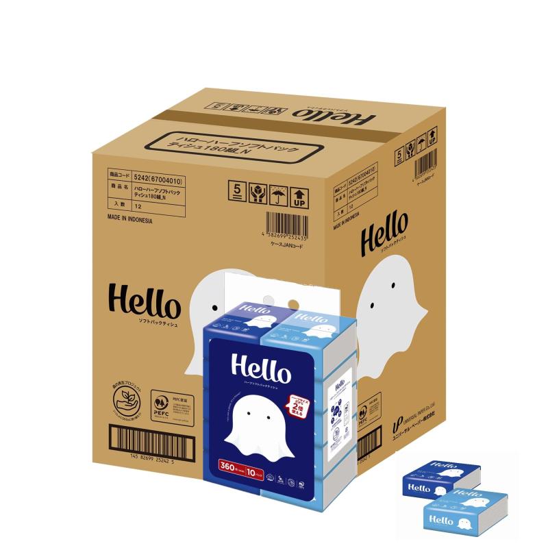 入れもの売りわたす日暈 ソフトパックティシュペーパー 二分の一大きさ 180組10個 x 12風呂敷き包み 5242