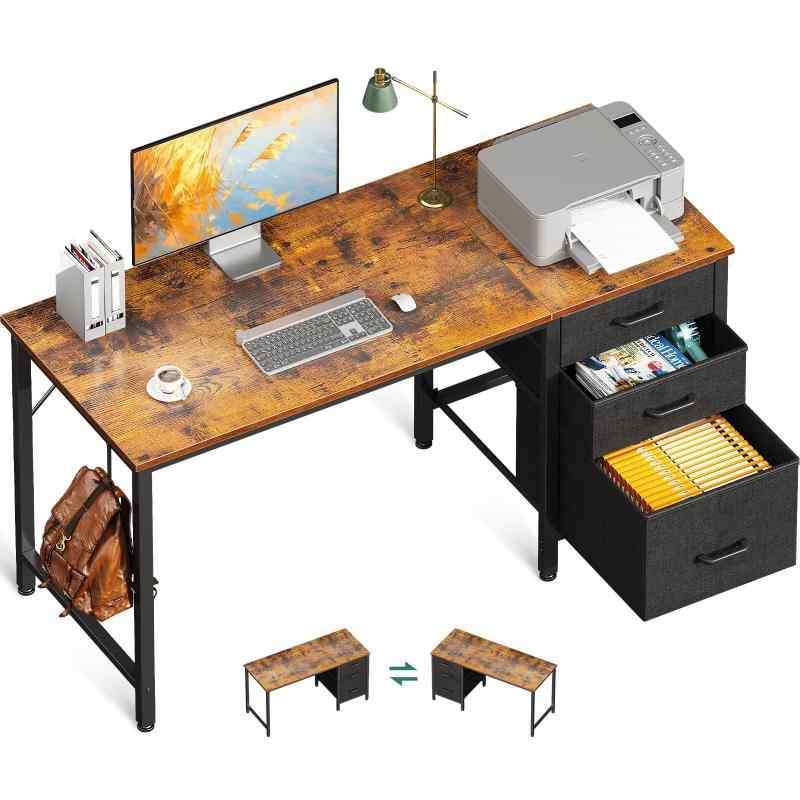 A デスク 机 pcデスク 引き出し3杯付き 幅120cm ゲーミングデスク パソコンデスク computer desk 左右入れ替え対応 ゲーム オフィス 省スペース 在宅ワーク 組立簡単
