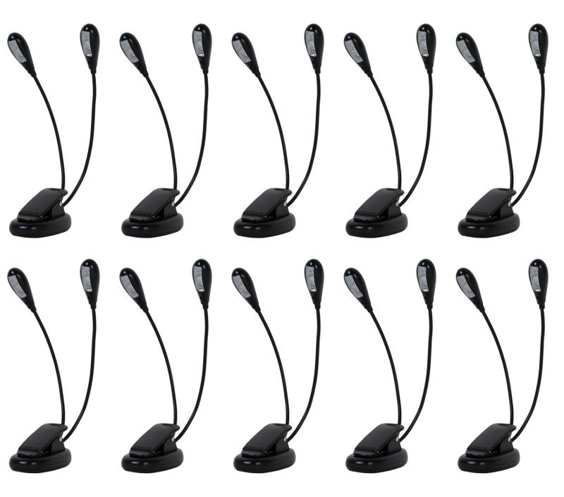 KC ケーシー キョーリツ 譜面台ライト グースネックタイプ 4LED(2LEDx2連) 明るさ調節可能 ブラック KML-02/BK x10個セット [動作確認用電池付属]