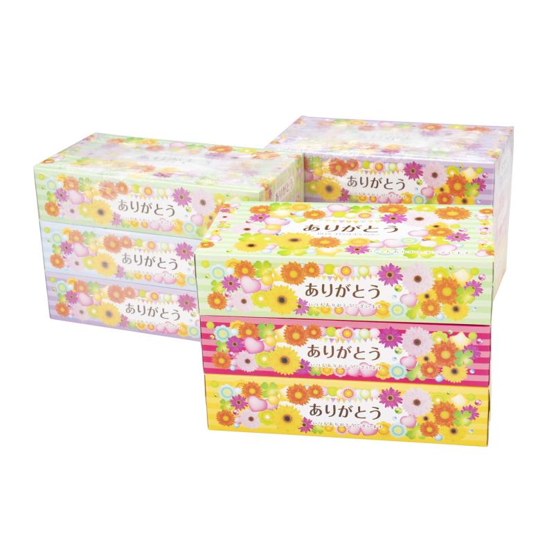 ヨンパ ありがとう BOX ティッシュ 150W３P×24入