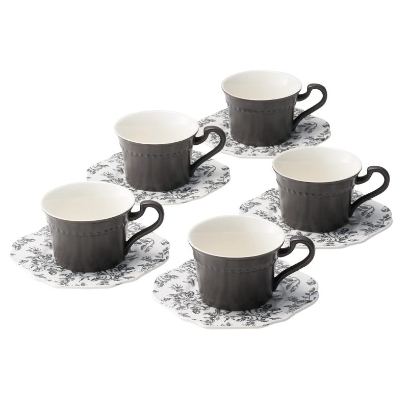 Dolce duo コーヒーカップ ソーサー セット (箱入り) ギフト用 5客 ティーカップ (5客(RU-1404))