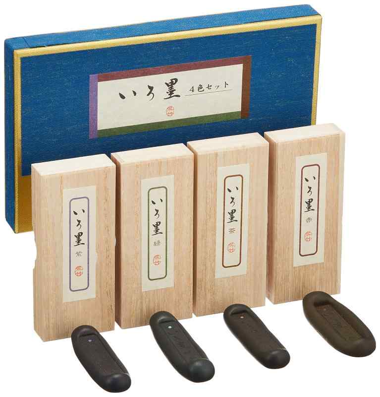 呉竹 墨 益荒男墨 いろ墨 4色書き割り 金110-901