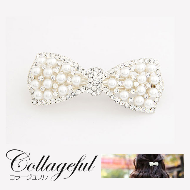 Jewelry Museum Bijou Pearl りぼん Barrette Hair Ponytail Hair