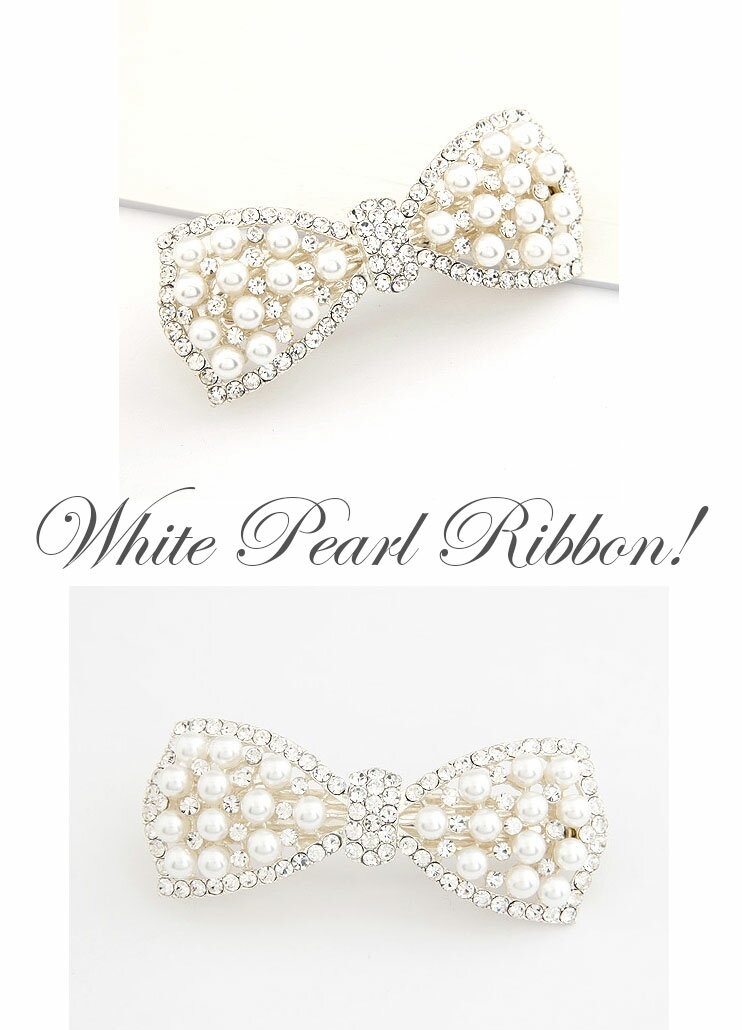 Jewelry Museum Bijou Pearl りぼん Barrette Hair Ponytail Hair