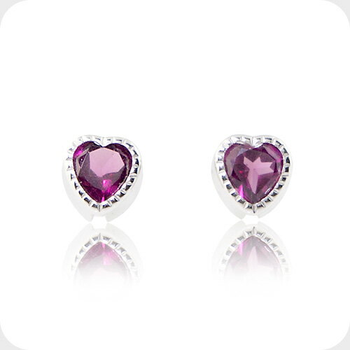 Jewelry Museum Natural Rhodolite Garnet January Birth Stone Heart Natural Rhodolite Garnet January Birth Stone Heart Stud Earrings K10 White Gold And Las Jewelry