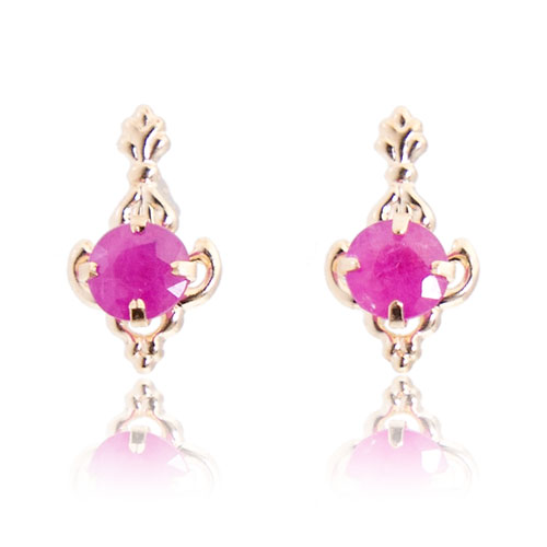 【SALE／30%OFF】【キャンペーン】アンティーク デザイン ルビー ピアス K10 K10YG 7月 誕生石 イエローゴールド ゴールド レディース スタッドピアス YG シンプル 記念日 誕生日 ギフト プレゼント 華奢 上品 女性 20代 30代 40代 小ぶり 10金 10K
