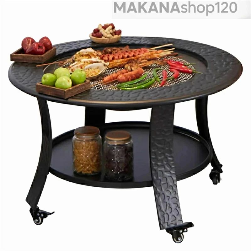 ファイヤーピット 焚き火台 直径約80cm 1台多役 BBQ 調理 焼肉 キャンプ バーベキューコンロ 炭火焼き 大人数 テーブル グリル バーベキ｜CICI SILK