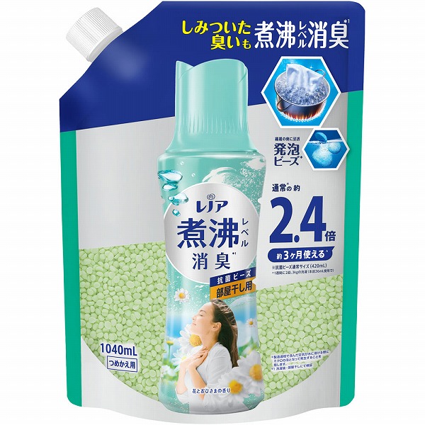 レノア煮沸レベル消臭抗菌ビーズ部屋干し 花とおひさまの香りつめかえ用特大 1040mL×7個入り (1ケース)|セイムスオンライン店