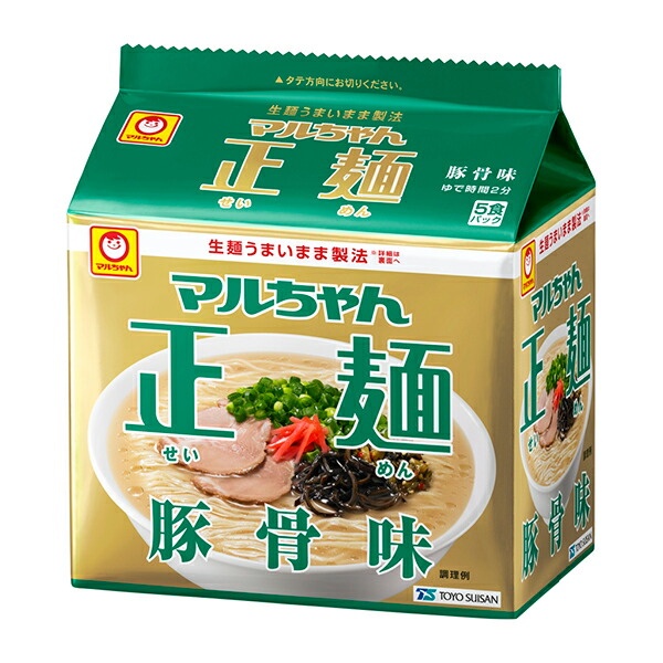 マルちゃん 正麺 豚骨味 5食×6パック×3ケース（計90食）