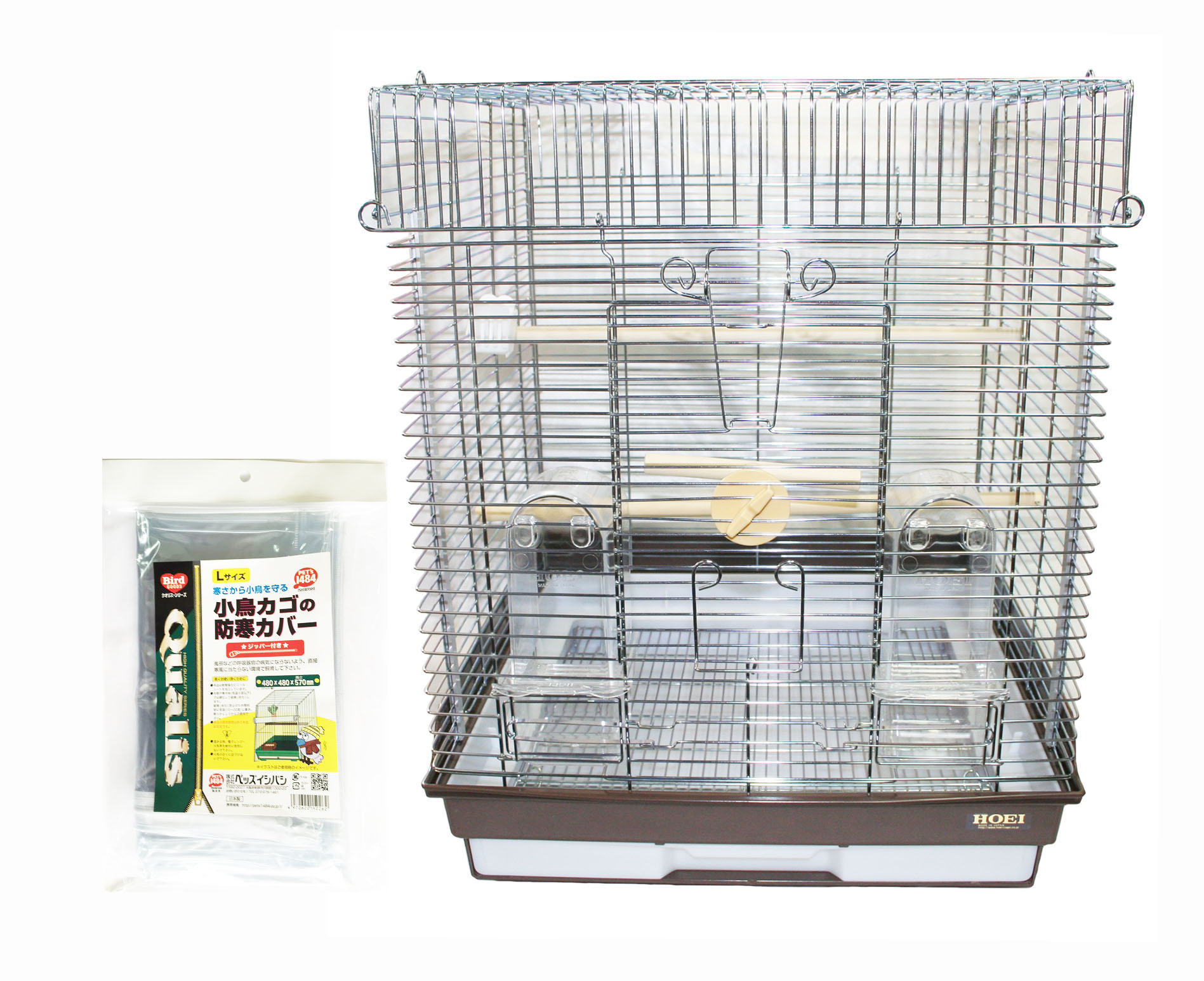 定番から日本未入荷 鳥かご カバーセット ４６５オカメ ブラウン底 クオリス 小鳥カゴの防寒カバージッパー付 Ｌサイズ fucoa.cl