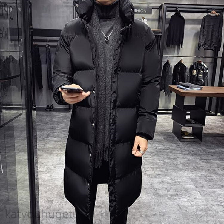 送料無料おし 大きいサイズ 厚手 防風 保温 アウター 防寒服 防寒着 冬服 暖かい 無地 スタンドカラー 中綿コート ロングジャケット