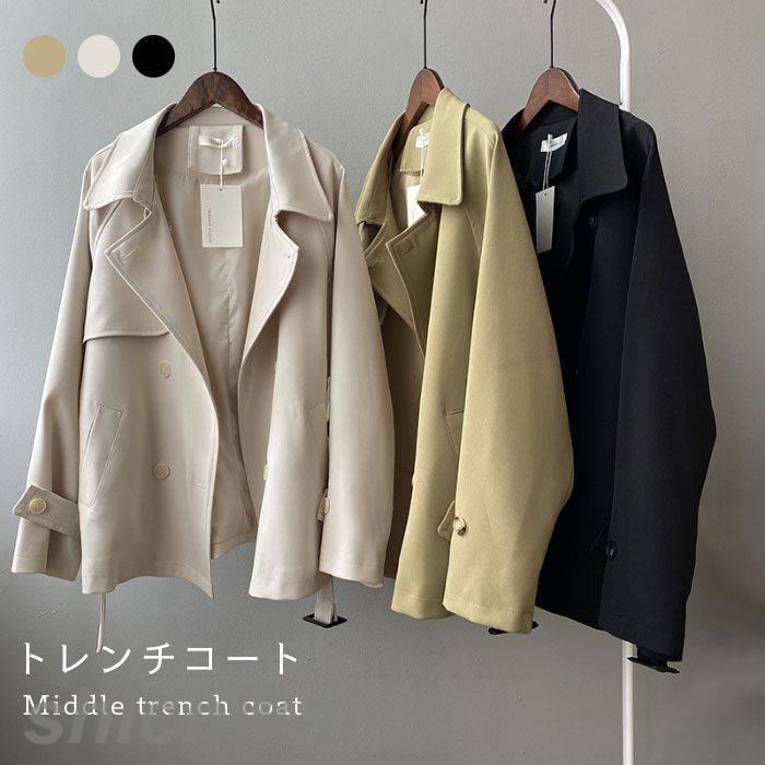 トレンチコート 夏 体 ショート丈 春コート 春 長袖 アウター 秋 ショート丈 レディース トレンチ ショートコート ミドルコート