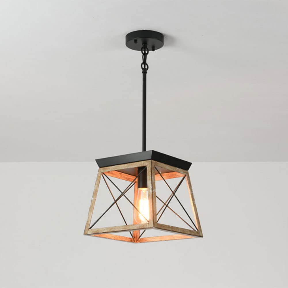 LEDシャンデリヤ, レトロメタルスクエアシングルヘッドペンダントライトインダストリアルスタイルキッチンハンギングランプ通路通った跡食べ物屋部屋の入り口鉄かざり付ける E27 シャンデリヤ