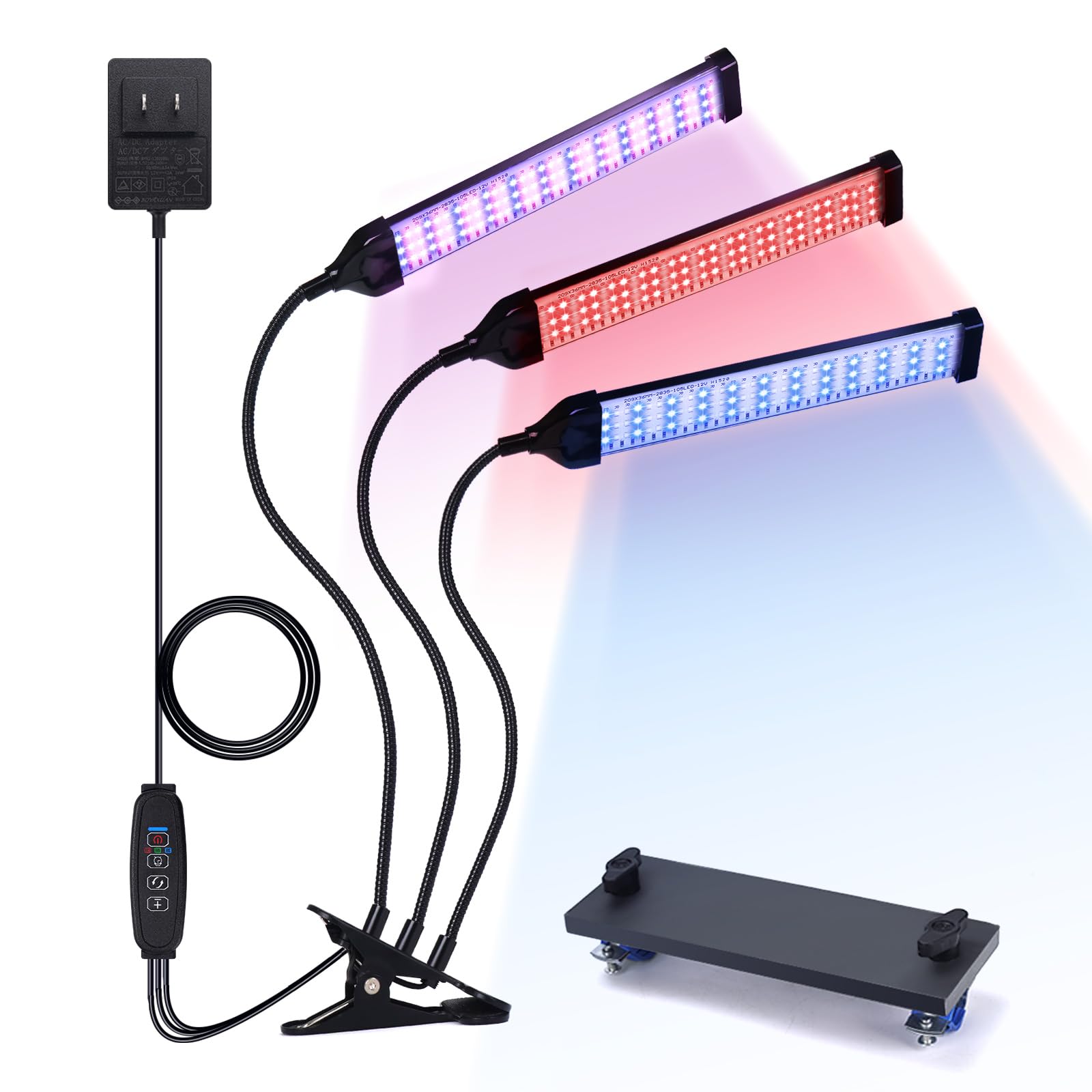 植物育成ライト led 水耕栽培ランプ 室内栽培 30W 3ヘッドライト 360°調節可能 三種類照明モード タイマ付き 水耕栽