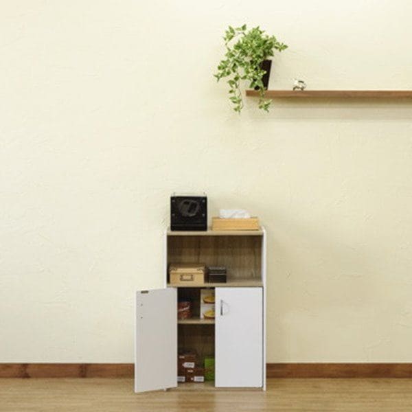 きオープンシェルフ 開けっ広げ仕合わせ 納める棚 木製 3段 幅50 奥ぶかさ31 高さ80糎 ツートンカラー