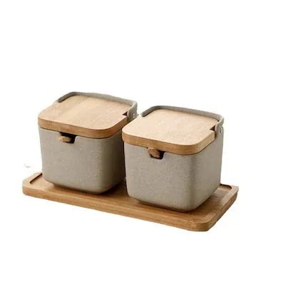 式陶磁器調味缶セット油塩瓶レストラン用キッチンアイデア竹木調味料油酢瓶｜正申R