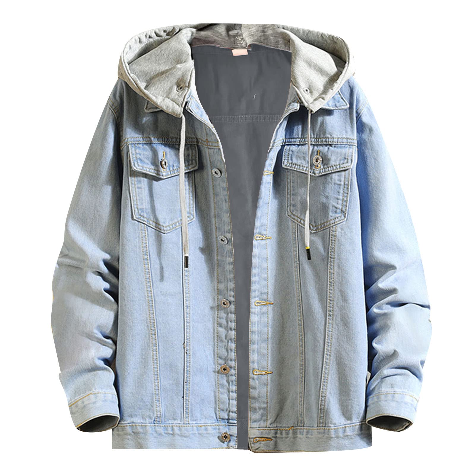 バックル フード付きデニム ジャケット メンズ ジャケット トップ ブラウス コート メンズ 保温服 メンズ コート 外套 ウィンドブレーカー 作業服 厚手 トレンチコート 綿の服です大きいサイズ おしゃれ カジュアル スキー 登山 防風 防寒 通勤 通学 Coat-9|正申R