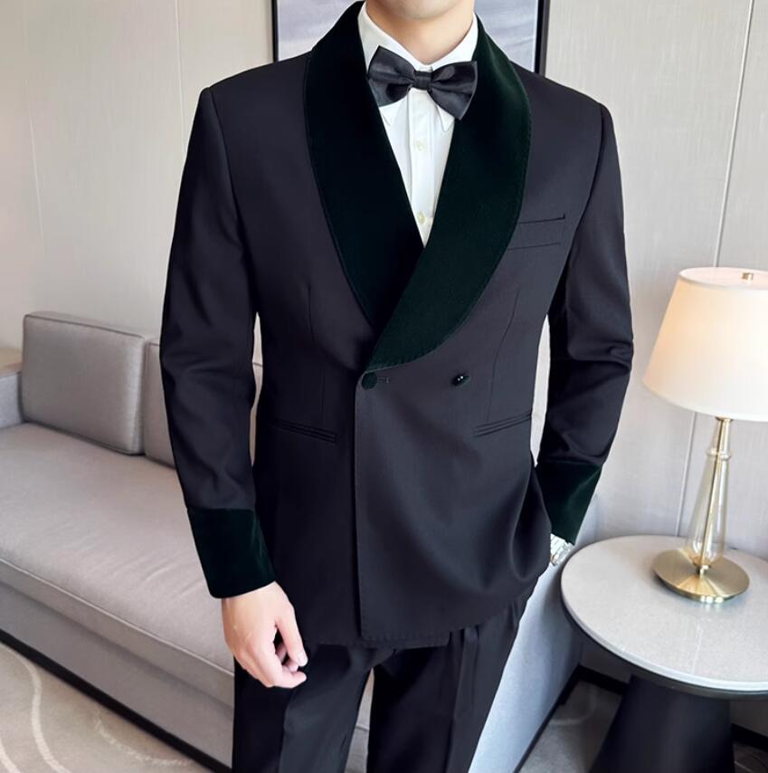 メンズスーツ 結婚式スーツ 披露宴 フォーマルスーツ 上下セット ジャケット パンツ カジュアルスーツ メンズ 韓国風 紳士服 セットアップ 2点セット シングルスーツ スーツセット 男性 細身 ビジ｜正申R