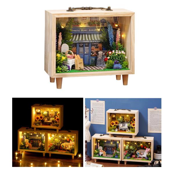 木製箱入りドールハウスミニチュアdiyハウスキット家具、diyボックスガーデンキット 16,527円