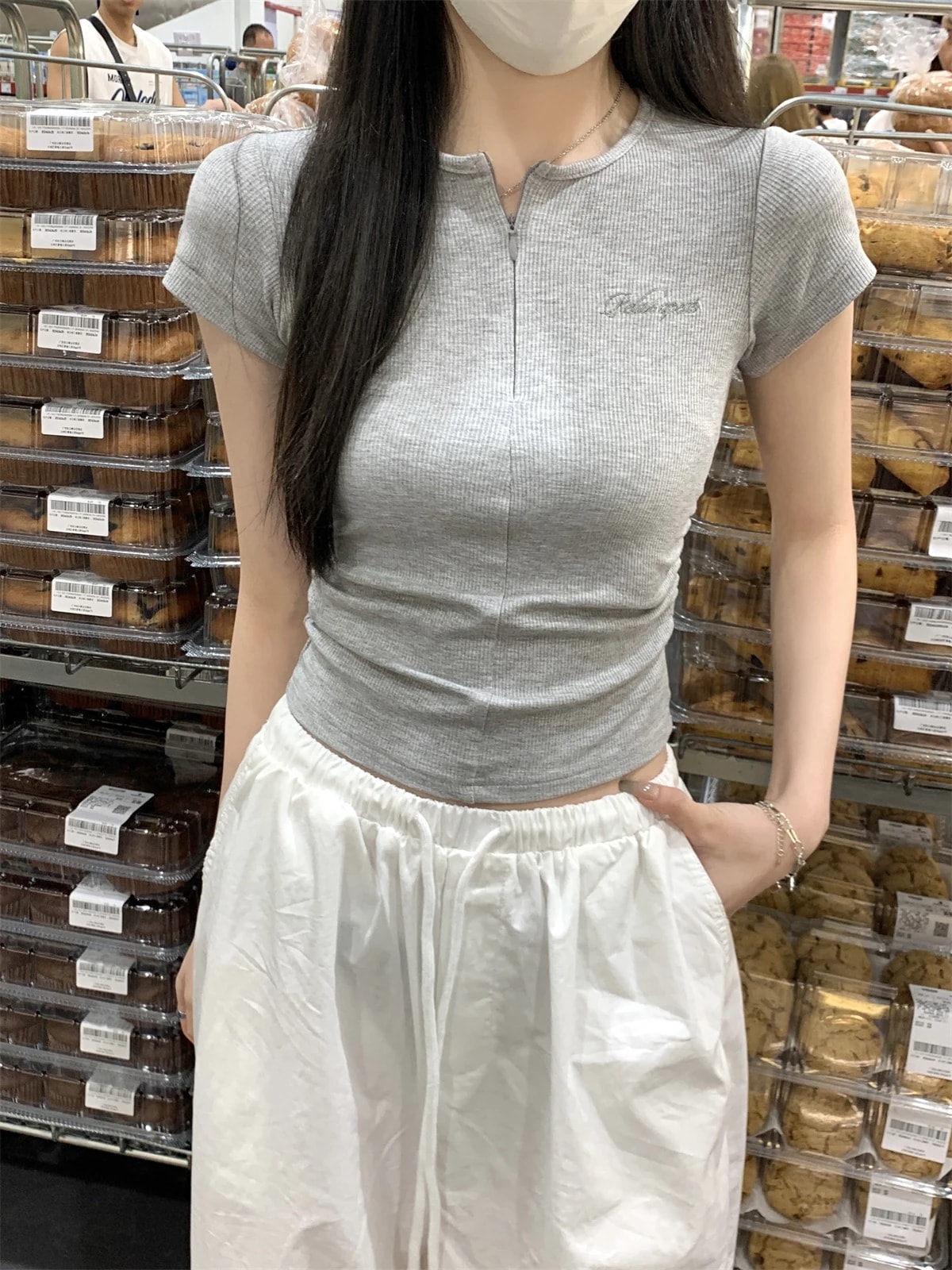 春夏 Tシャツ レディース 半袖 プリント ショート丈 トップス スポーツミックスストリートバイカラーおしゃれ系ラウンドネックスリーブカジュアルハーフ大人可愛いスポーティー