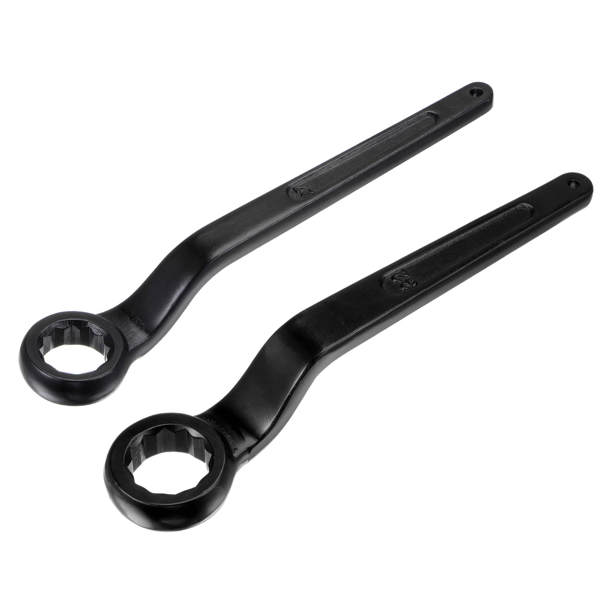 2個セット オフセットボックスエンドリングタイプレンチ 32mm 27mm 高炭素鋼 スロギングレンチ
