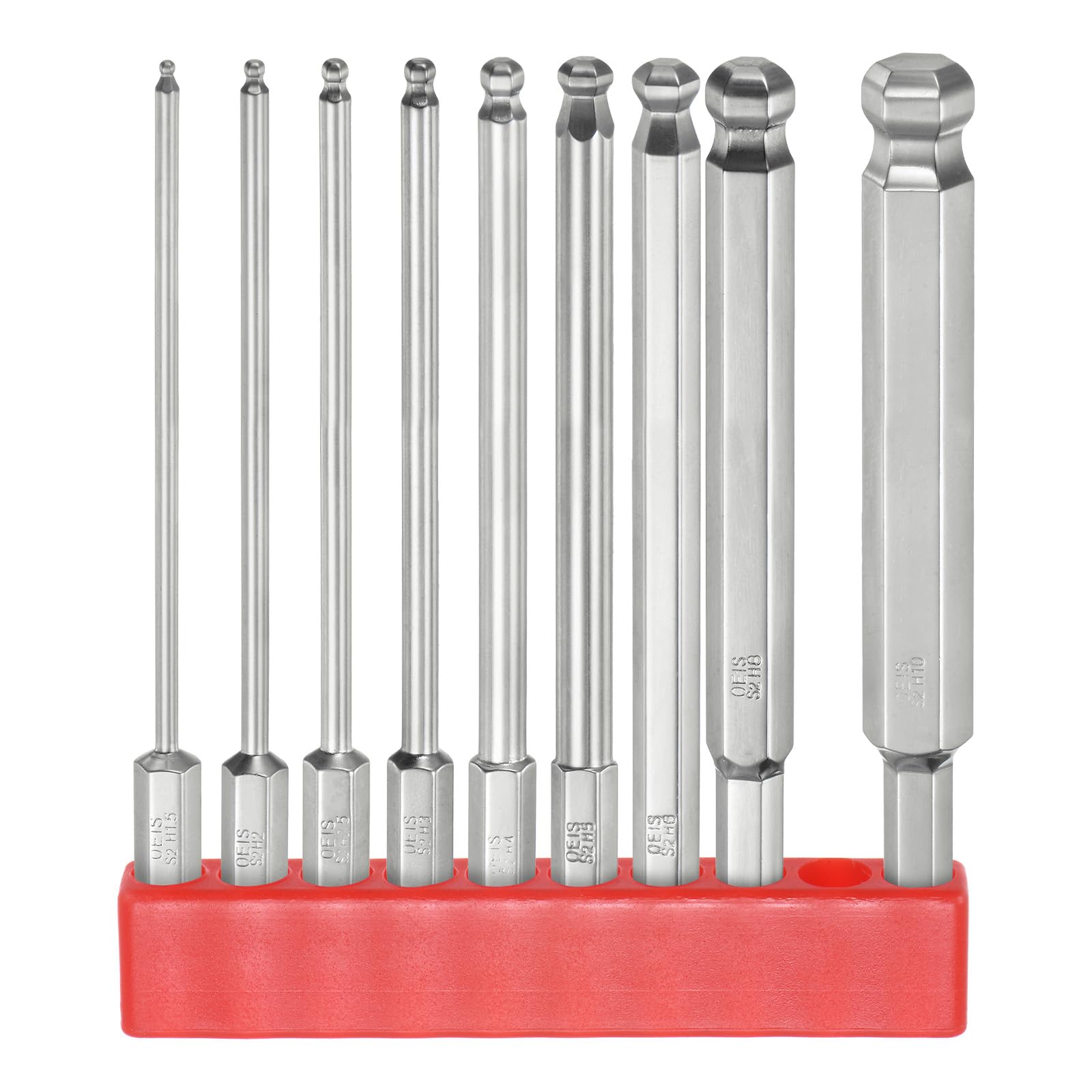 T9個ボールエンド六角スクリュードライバービットセット1.5mm-10mm（（H1.5-H10））サイズ1/4\