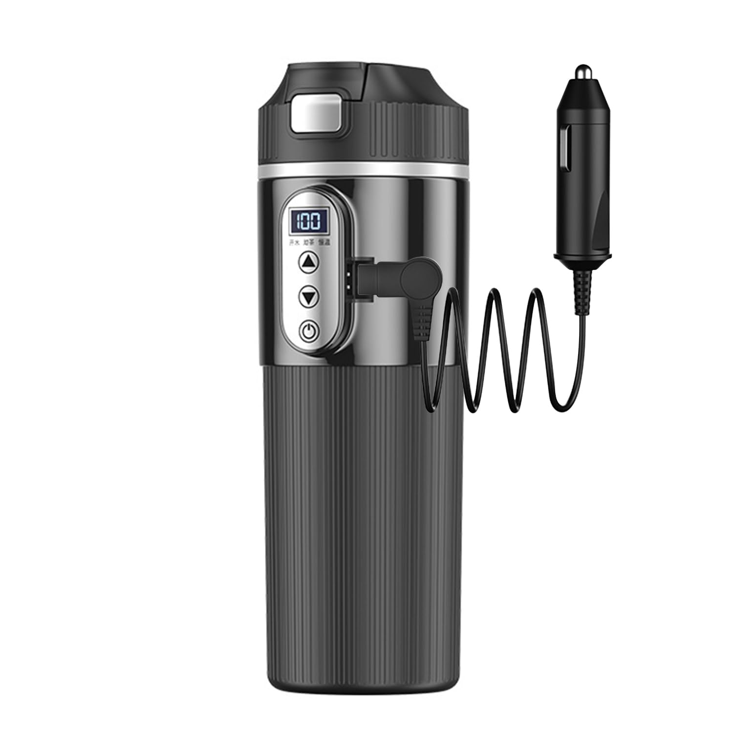 【湯/茶/定温】車載用電気ポット500ml DC12V小型車/24Vトラック用共通15-25分で沸騰・保温断熱車用カップ湯沸かし器電気ポット温度表示304ステンレス車中泊カップラーメン茶コーヒー粉ミルク