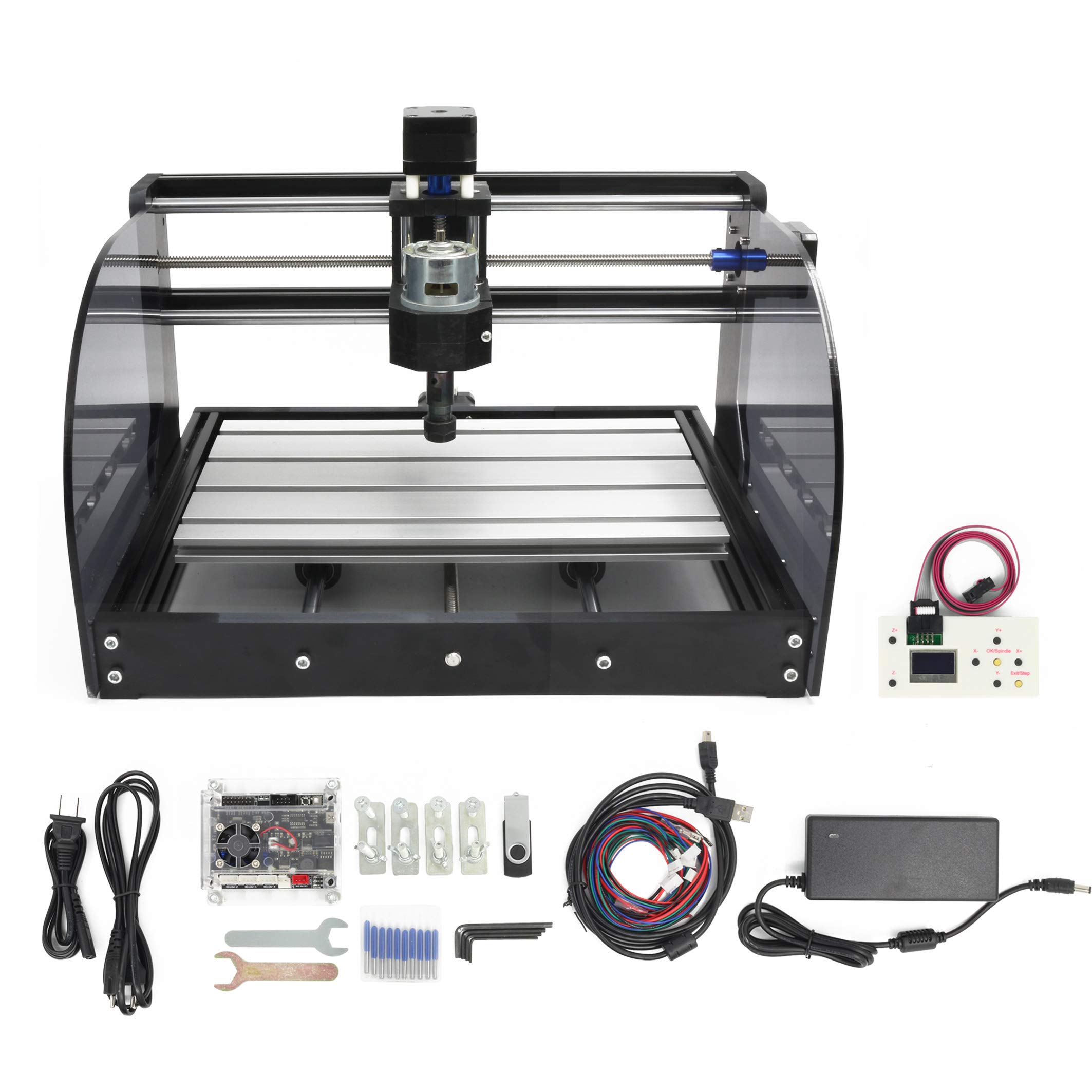 3? CNC 3018 Pro-Max GRBL Control DIY ミニ USB 卓上 CNC フライス盤 刻みつける機 やり方活動の領域300x180x45 粍 + オフライン制御装置 + ER11コレット 可塑性物質、用材、アクリル樹脂、PVC、PCB 用