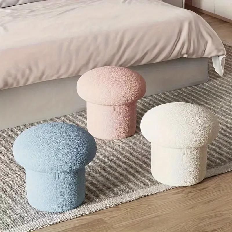 腰掛け 居敷き オットマン 脚置き フットベンチ きのこ 茸 もこもこ 韓国室内装飾 今めかしい 可愛らしい くすみ色つや 8色