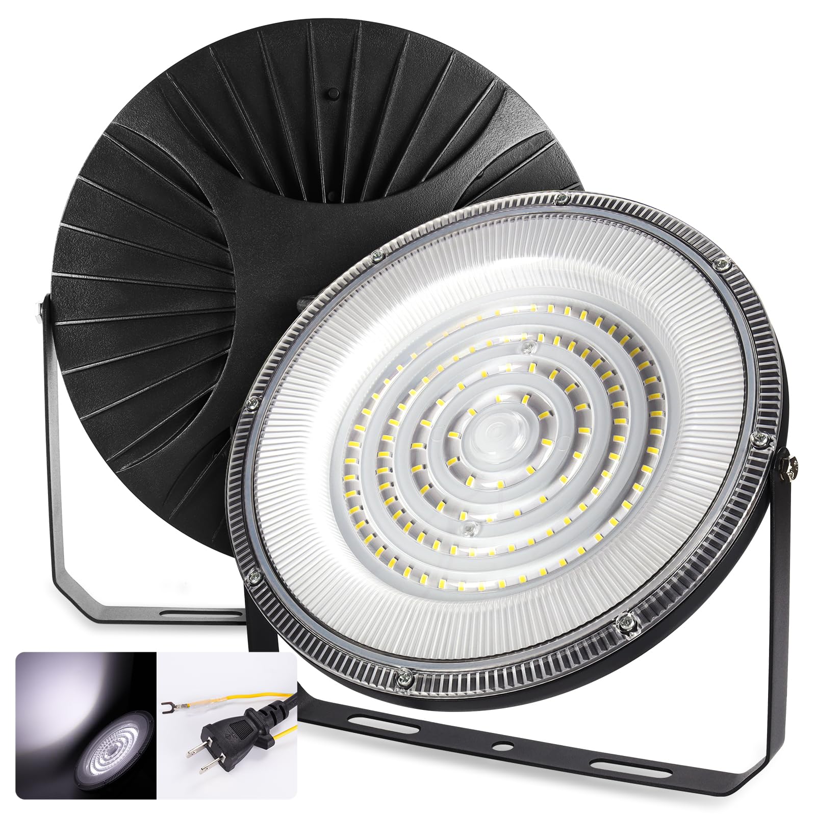 LEDハイベイライト UFO型 LED写真用照明 高上昇限度灯 200W [1.8M架線繋ぎ付] 100-277V 5000K昼白いこと 28000LM(2000Wマーキュリー灯好いかげんに） IP65雨合羽 電子掲示板 やり方灯 パーキング場 上昇限度点火装置 屋内競技場運動すること場 工業プラント点火装置 バス発着場 見せびらかす会 屋内室外兼用