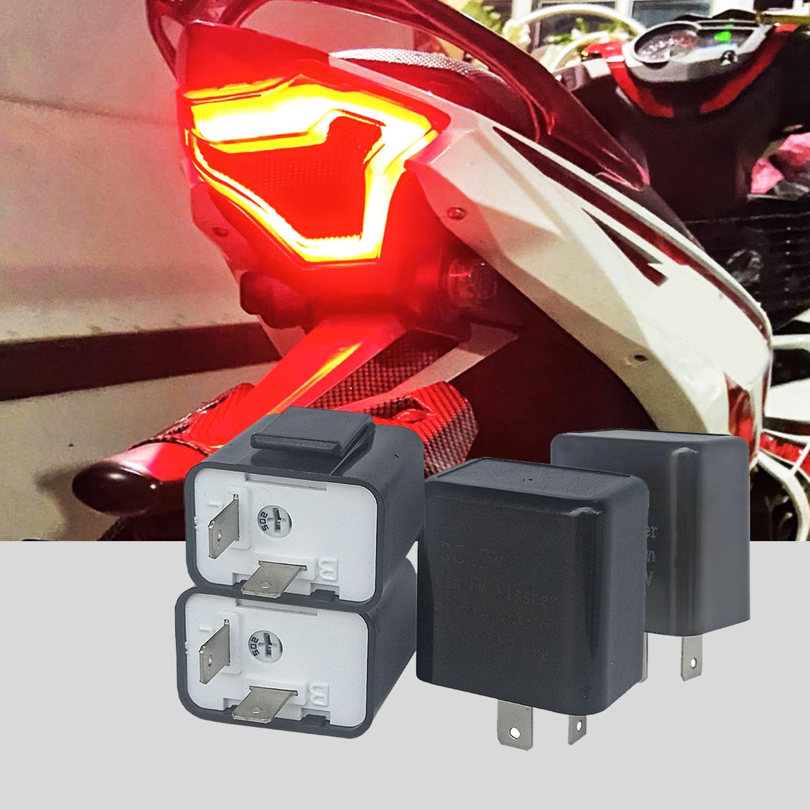 2個 12V 車用 LED フラッシャーリレー 調整可能 2ピン 車用 ターンシグナル フラッシャーリレー ユニバーサル 車両インジケーター 点滅周波数調整可能リレー 安全運転用 ブラック