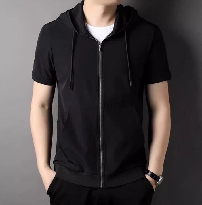 半袖パーカー メンズ 薄手 春 夏服 吸汗速乾 おしゃれ ジップアップパーカー フード付き ジャケット サマーパーカー トップス カジュアル スポーツ トレニンーグウェア パーカー-メンズファッション-トップス