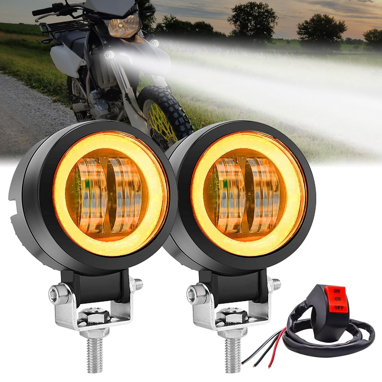 自動二輪車用 LEDフォグランプ いか輪っか 40W 自動二輪車 前照灯 デイライト 注目の的 ledやり方灯 細工物点火装置 かばい立て灯 前照灯
