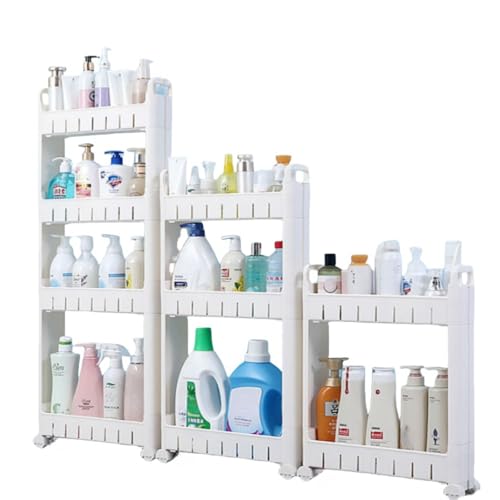 9cm幅の隙間収納ラック、キッチンカート、スリム、2/3/4/7層棚、超狭幅キッチン調味料/食品/冷蔵庫ローリングラック、スタイリッシュ、組み立て簡単、トイレとバスルーム用のモバイルサイド収納ラック｜正申R