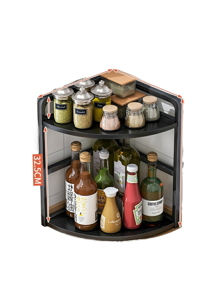 コーナーキッチン調味料収納ラック家庭用カウンタートップ多層三角形調味料油塩ソース酢収納ラック|正申R